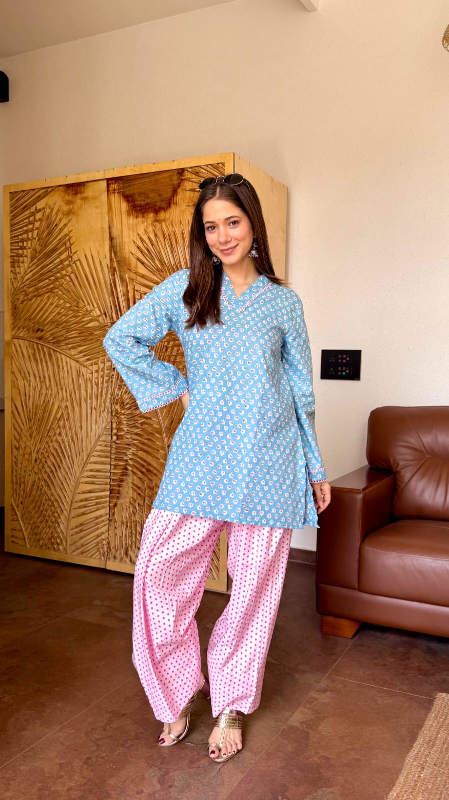 Blue Printed Cotton Kurta Set for Women | Summer Ethnic Wear | Daily Comfort Co‑Ord
