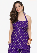 Bandhej Purple Halter Neck Farshi Set | Women's Festive Ethnic Wear
