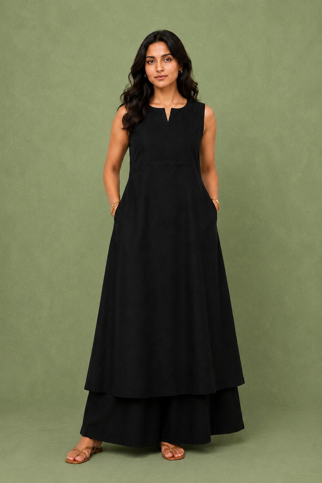 Midnight Indigo Solid Sleeveless Maxi Dress