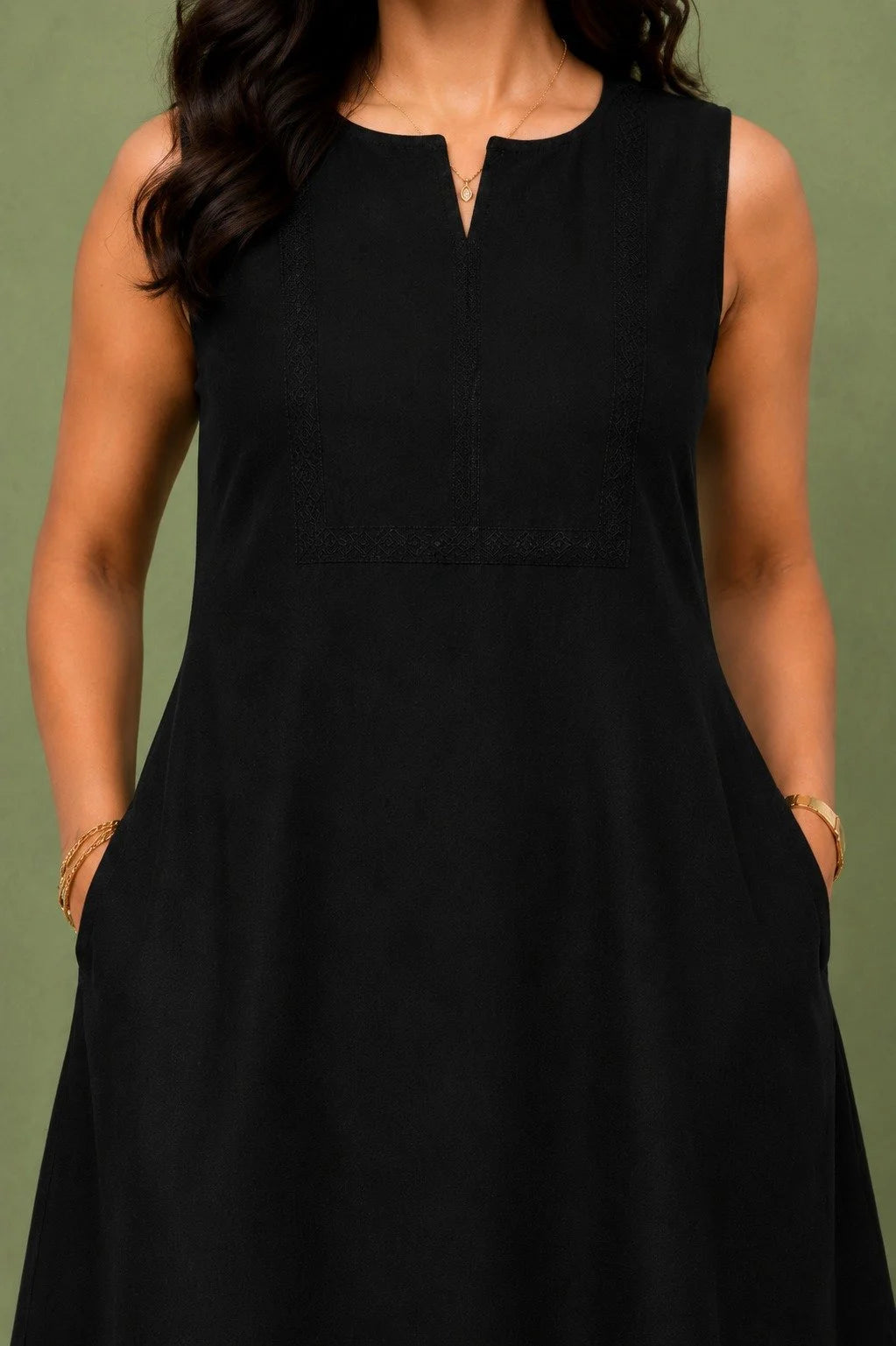 Black Sleeveless A-Line Kurta with  Wide-Leg Palazzos