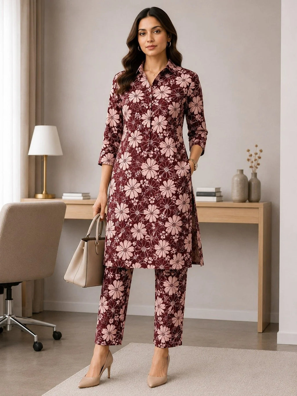 Floral Print  Co-ord Set | Modern Ethnic Office Wear