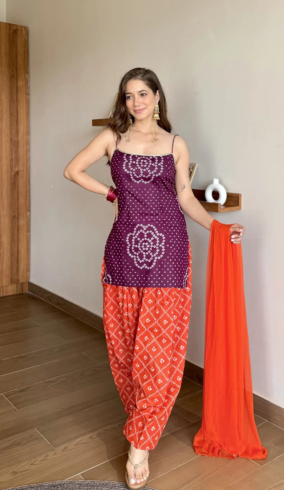 Purple Orange Farshi salwar Set