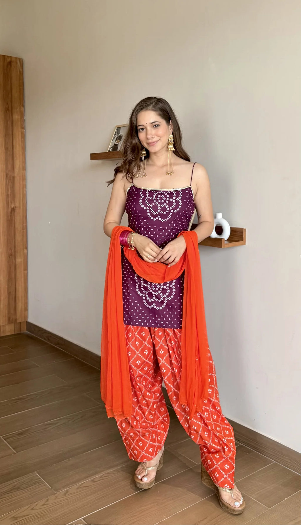 Purple Orange Farshi salwar Set
