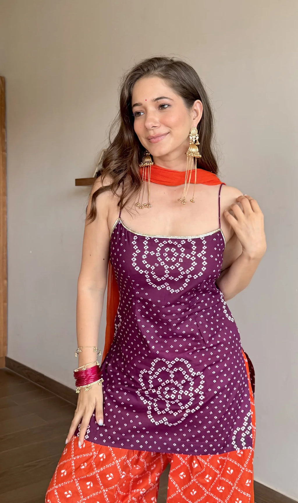 Purple Orange Farshi salwar Set