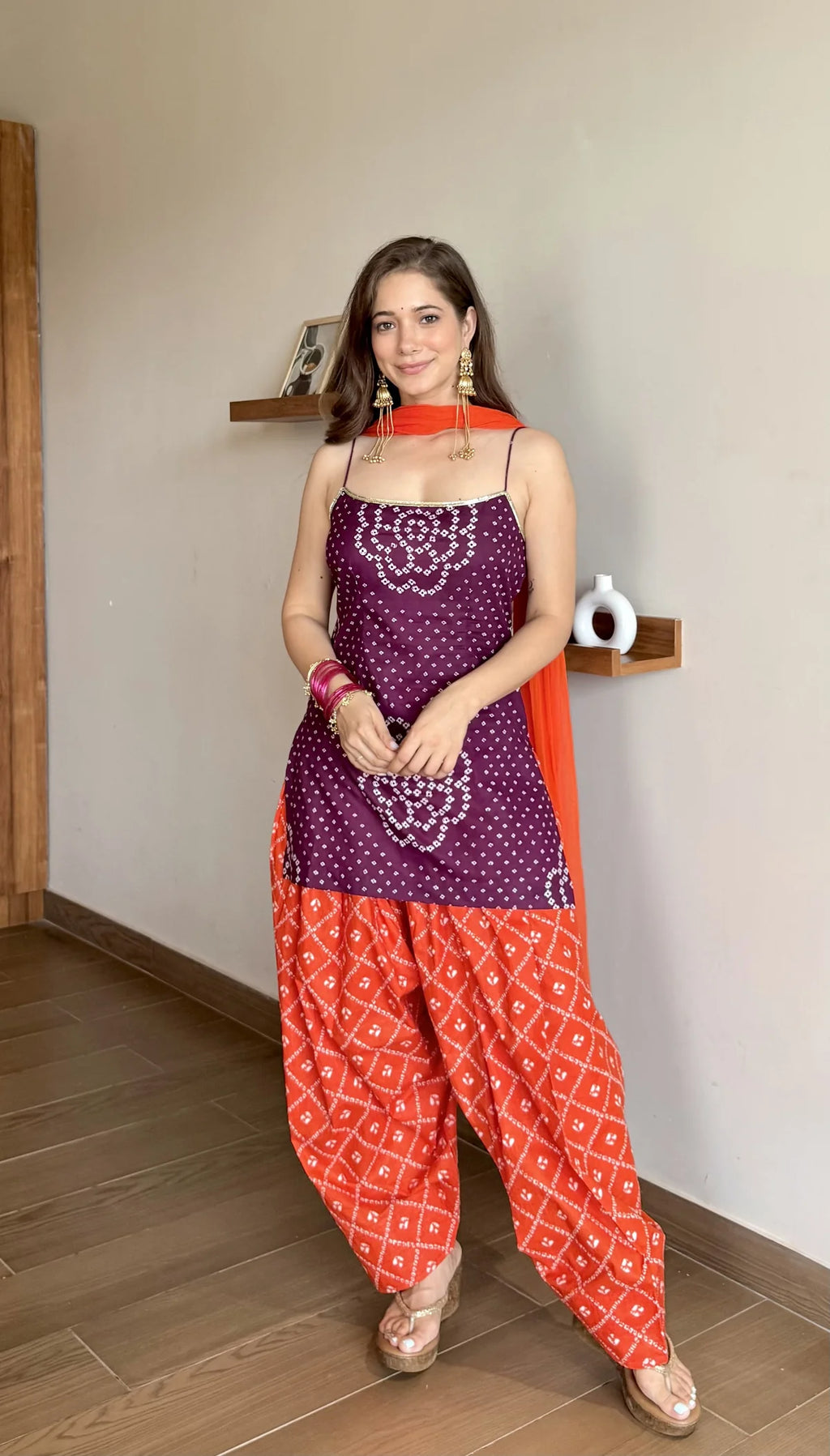Purple Orange Farshi salwar Set