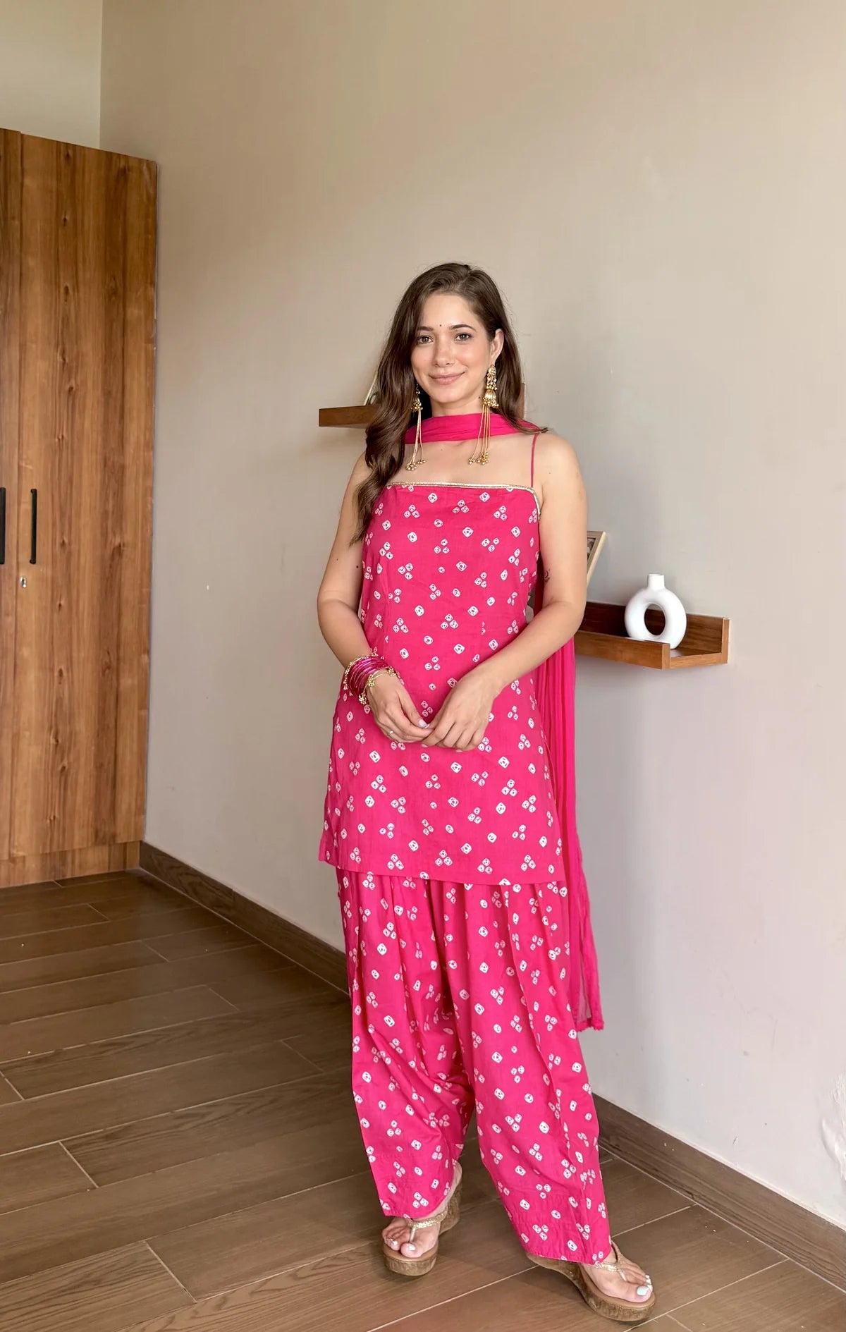 Gulabi Ribbon Pink  Farshi Salwar Set