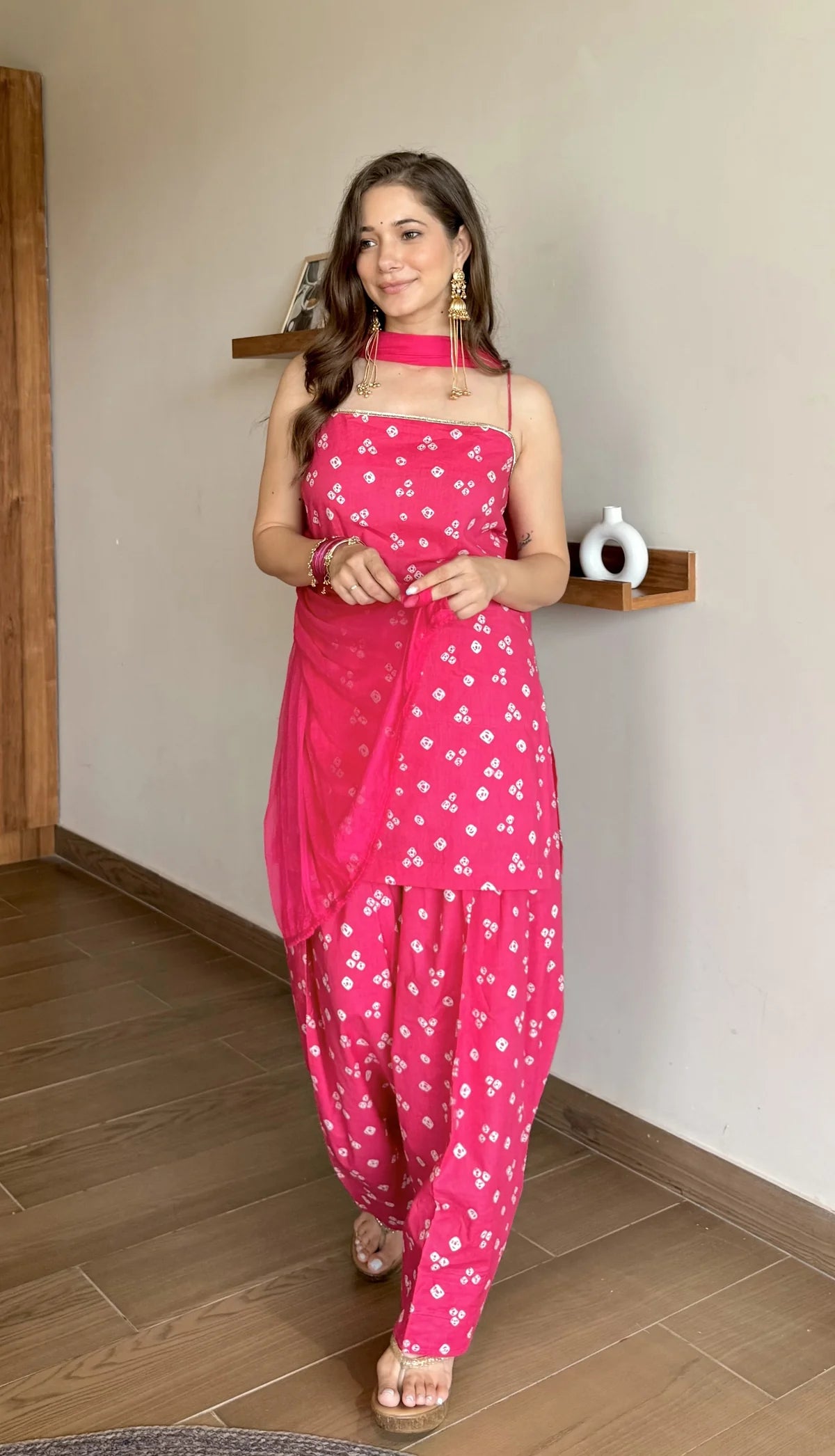 Gulabi Ribbon Pink  Farshi Salwar Set