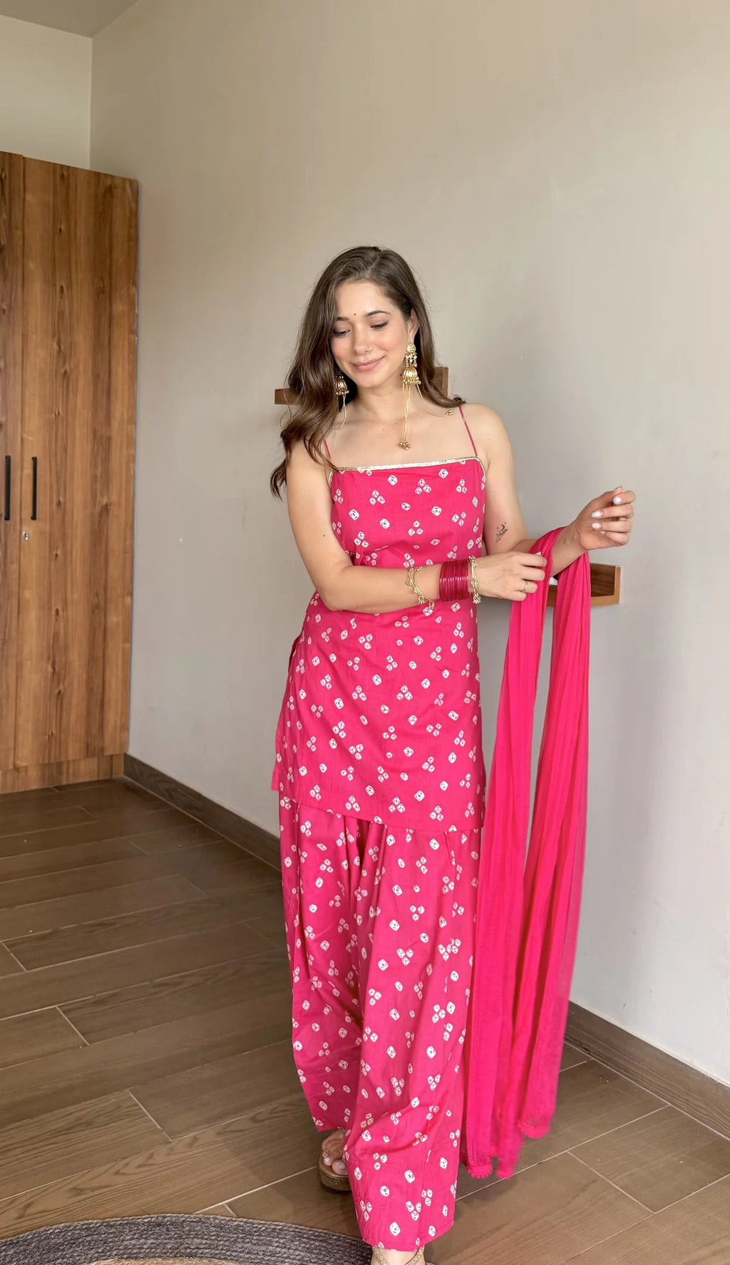 Gulabi Ribbon Pink  Farshi Salwar Set