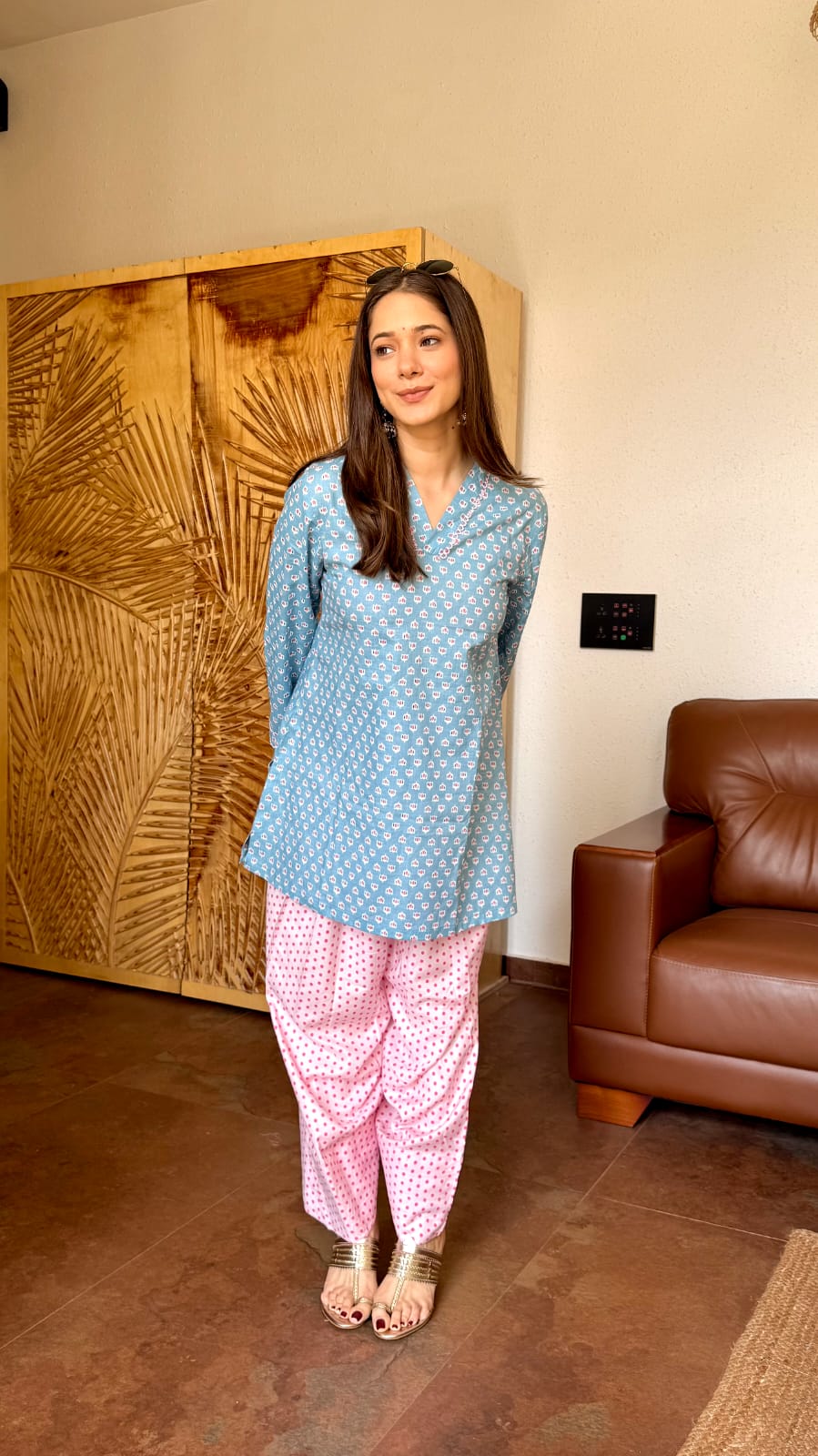 Blue Printed Cotton Kurta Set for Women | Summer Ethnic Wear | Daily Comfort Co‑Ord