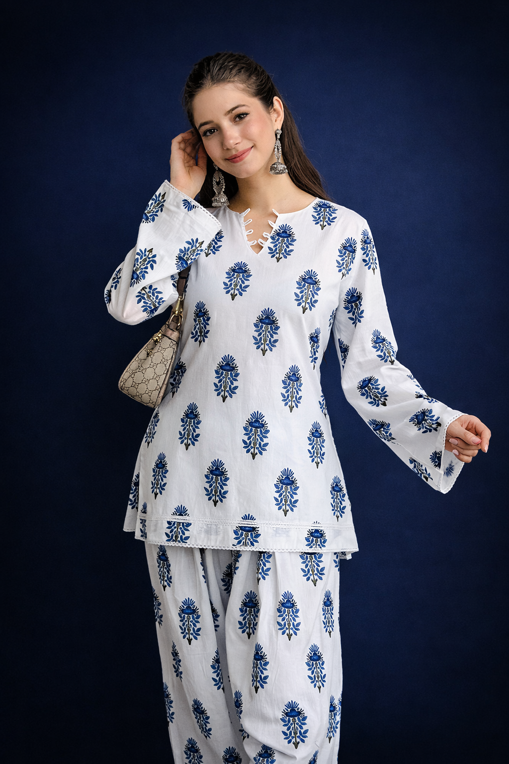 Ivory Blue Buta Farshi Set | Women's Ethnic Wear