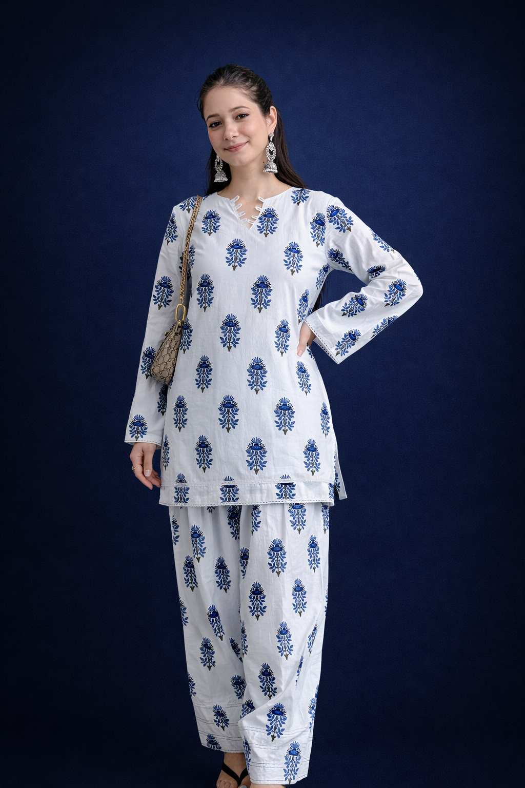 Ivory Blue Buta Farshi Set | Women's Ethnic Wear