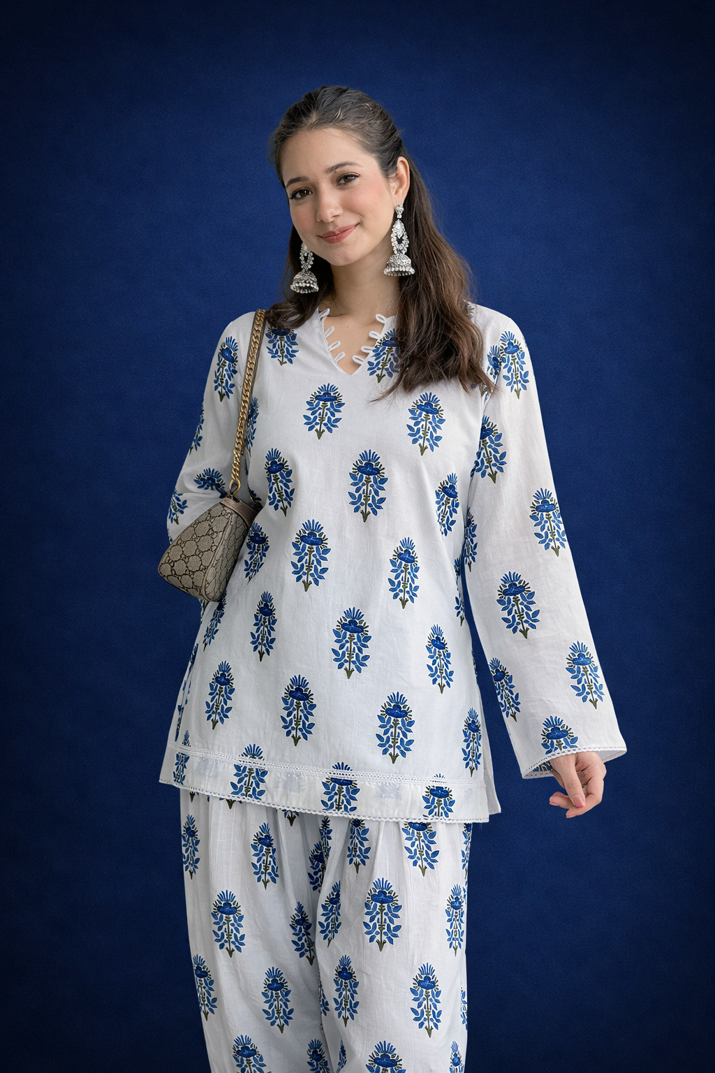 Ivory Blue Buta Farshi Set | Women's Ethnic Wear