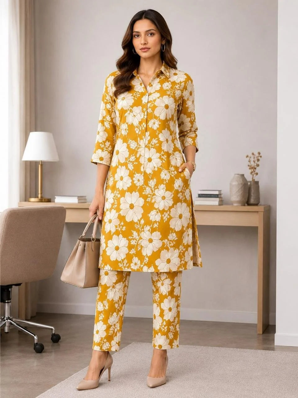 Mustard Floral Co-ord Set